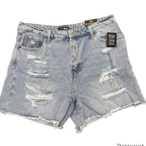 NWT Fashion Nova Blue Distressed Jean Shorts